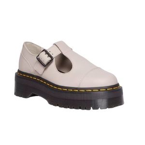 Dr. Martens Unisex Bethan Pisa Leather Platform Mary Jane Shoes Vintg Taupe NEW